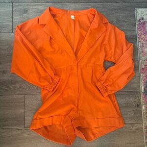 Commense Vibrant Orange Long Sleeve Romper